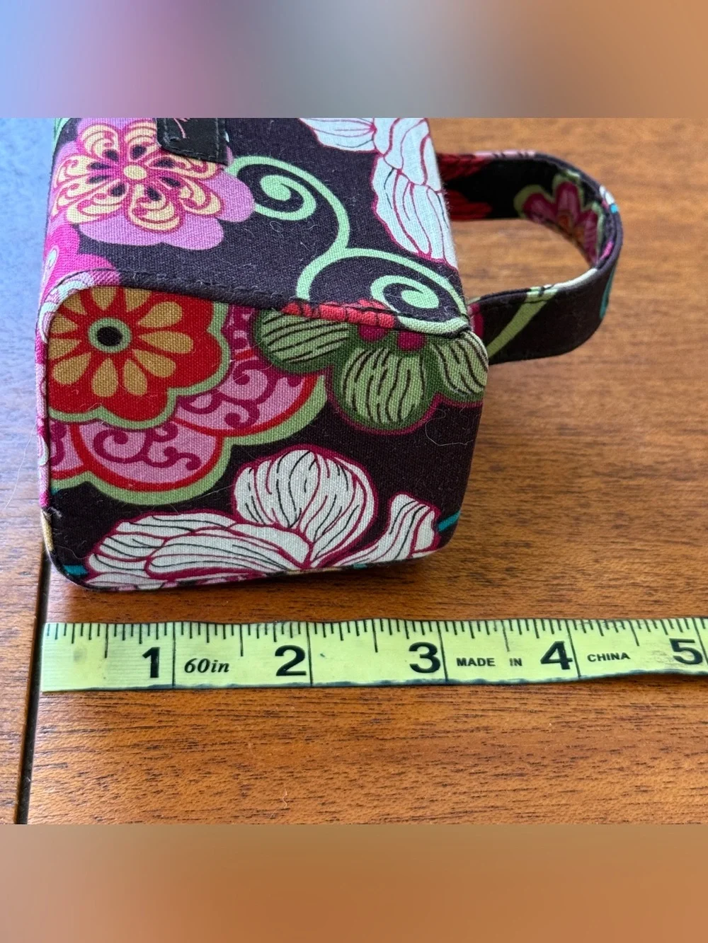 Retired Vera Bradley Mod Floral Pattern Jewelry Case Brown Pink Green Red White